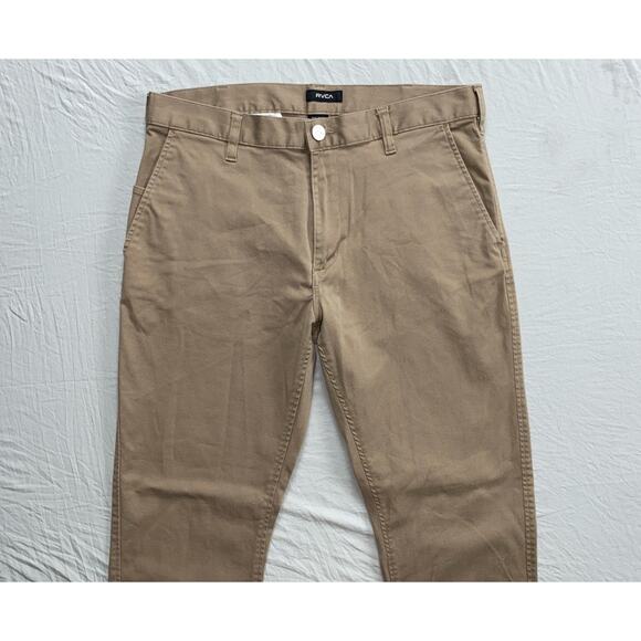 RVCA 'Week-End Fit' Flat Front Casual Chino Pants. Beige, Men's 32X31. GUC!! - Picture 1 of 9
